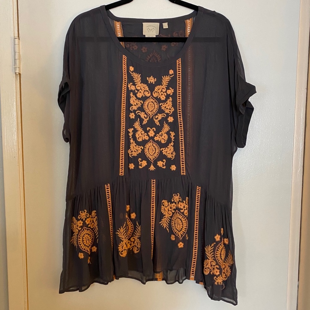 Anthropologie Vanessa Virginia Embroidered Blouse